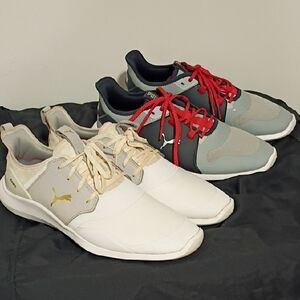 Puma Men's Sneakers - White, Gray, and Red
